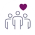 Grafiksymbol mit drei Figuren und einem Herz über den Figuren zur Darstellung von aktiven Benutzern.