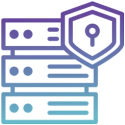 Grafik für IT-Sicherheit, die einen Server mit Schloss darstellt.